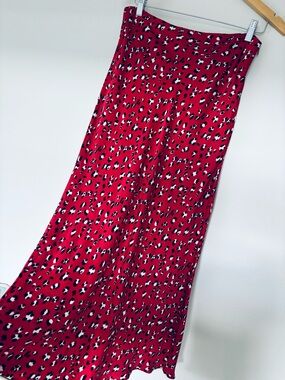 Urban Outfitters Red Leopard Print Maxi Skirt